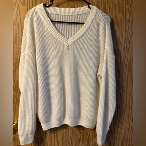 Cozy White V-Neck Sweater